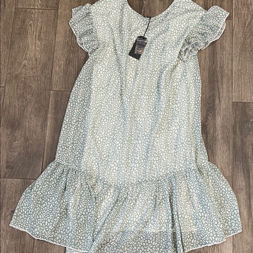 NWT Lucca Couture Sage Leopard Button-Down Dress - Picture 6 of 7